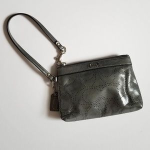 Coach Metallic Silver Wristlet